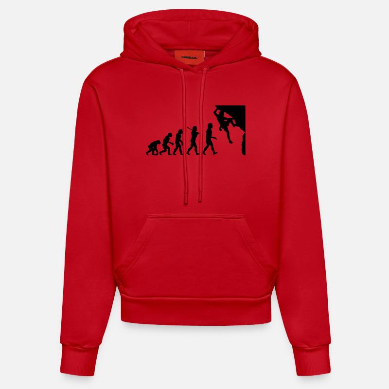Rock Climbing Evolution - Sweat à capuche bio ajusté fabriqué en UE - rouge