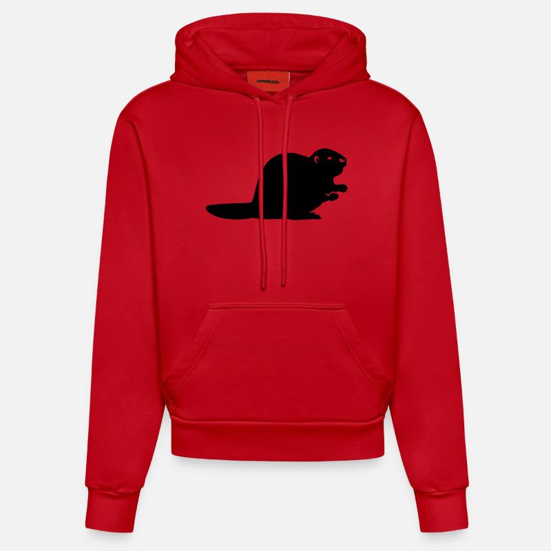 Castor - Sweat à capuche bio ajusté fabriqué en UE - rouge