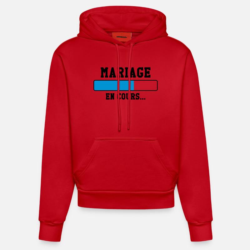 Mariage en cours ... - Sweat à capuche bio ajusté fabriqué en UE - rouge