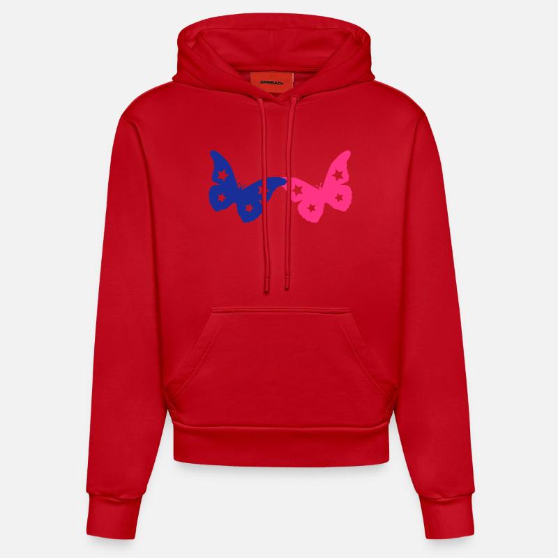schmetterlinge_02 - Sweat à capuche bio ajusté fabriqué en UE - rouge
