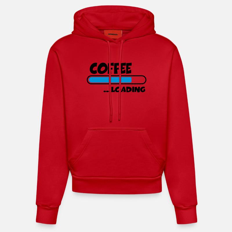 Coffee loading - Sweat à capuche bio ajusté fabriqué en UE - rouge