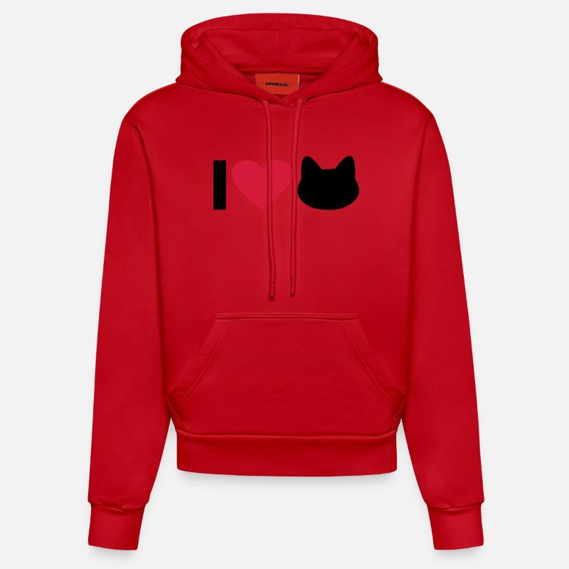 chat - Sweat à capuche bio ajusté fabriqué en UE - rouge