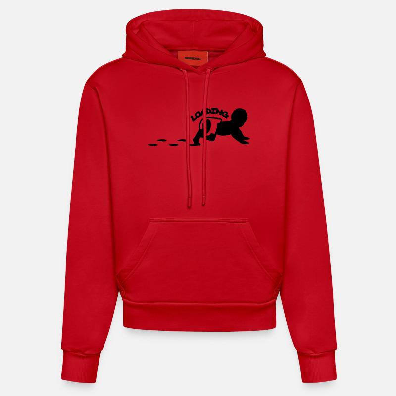 Baby Is Loading Logo Design - Sweat à capuche bio ajusté fabriqué en UE - rouge