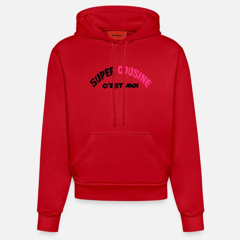 Super cousine c'est moi !! - Sweat à capuche bio ajusté fabriqué en UE - rouge
