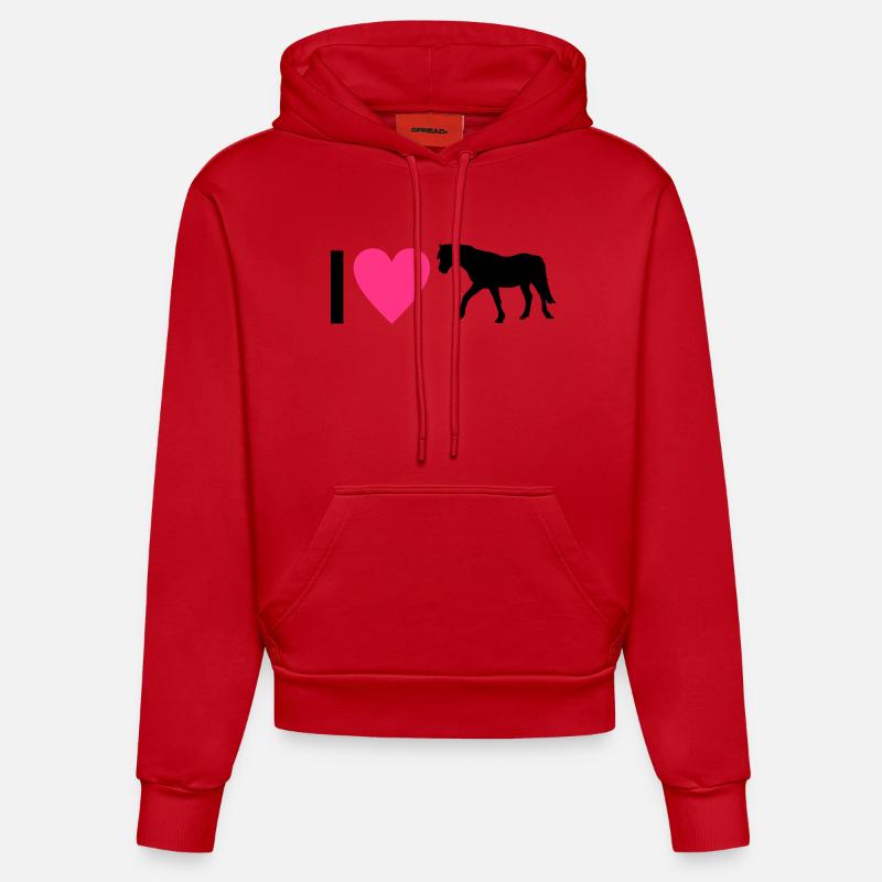 cheval - Sweat à capuche bio ajusté fabriqué en UE - rouge