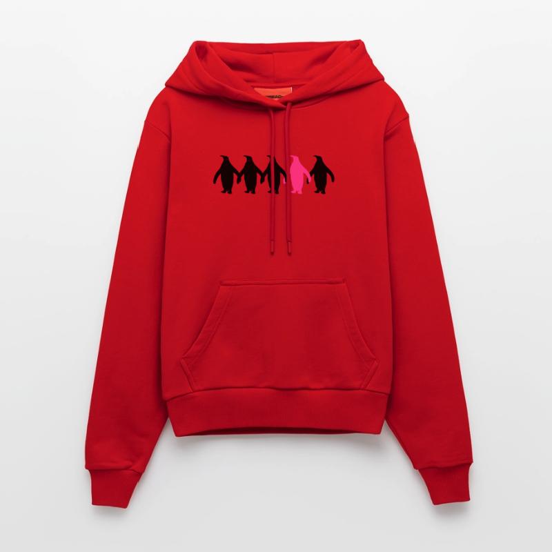 Be different penguins pattern fun Organic Fitted Hoodie Made in EU