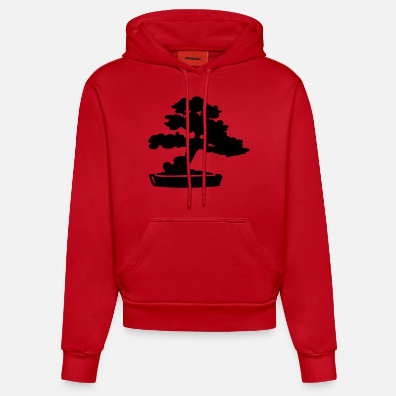 Bonsai Arbre - Sweat à capuche bio ajusté fabriqué en UE - rouge