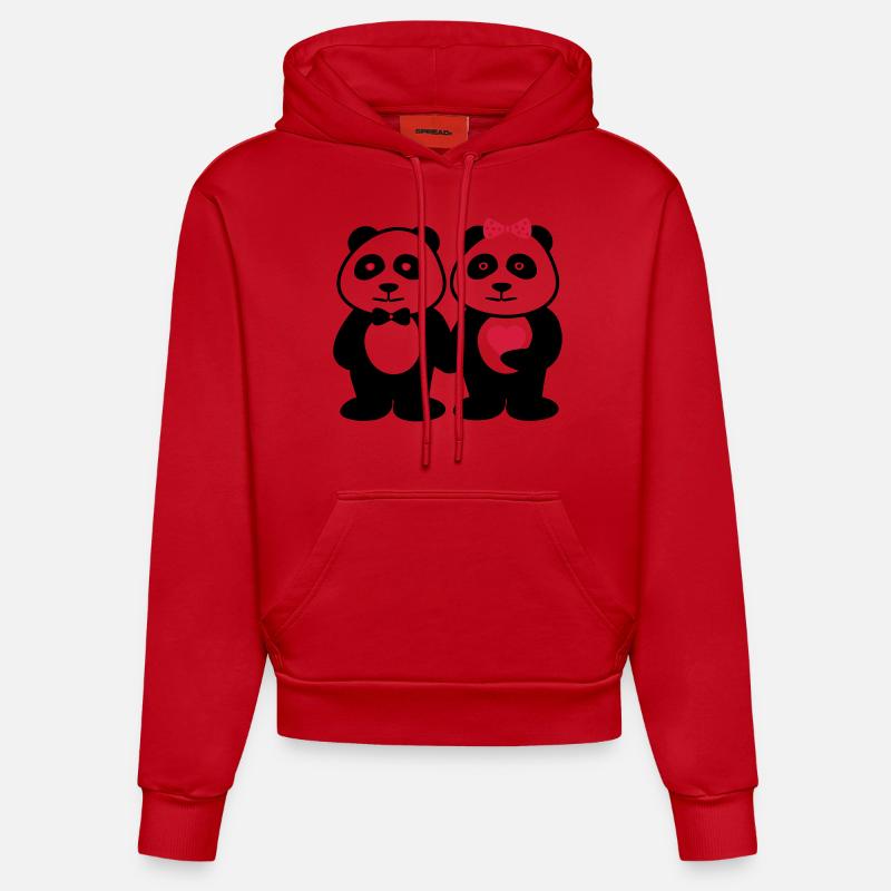 COUPLES PANDA - Sweat à capuche bio ajusté fabriqué en UE - rouge