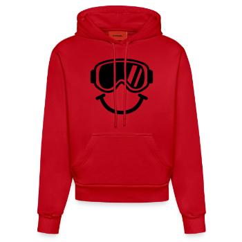 Ski Smiley - Sweat à capuche bio ajusté fabriqué en UE - rouge - Devant