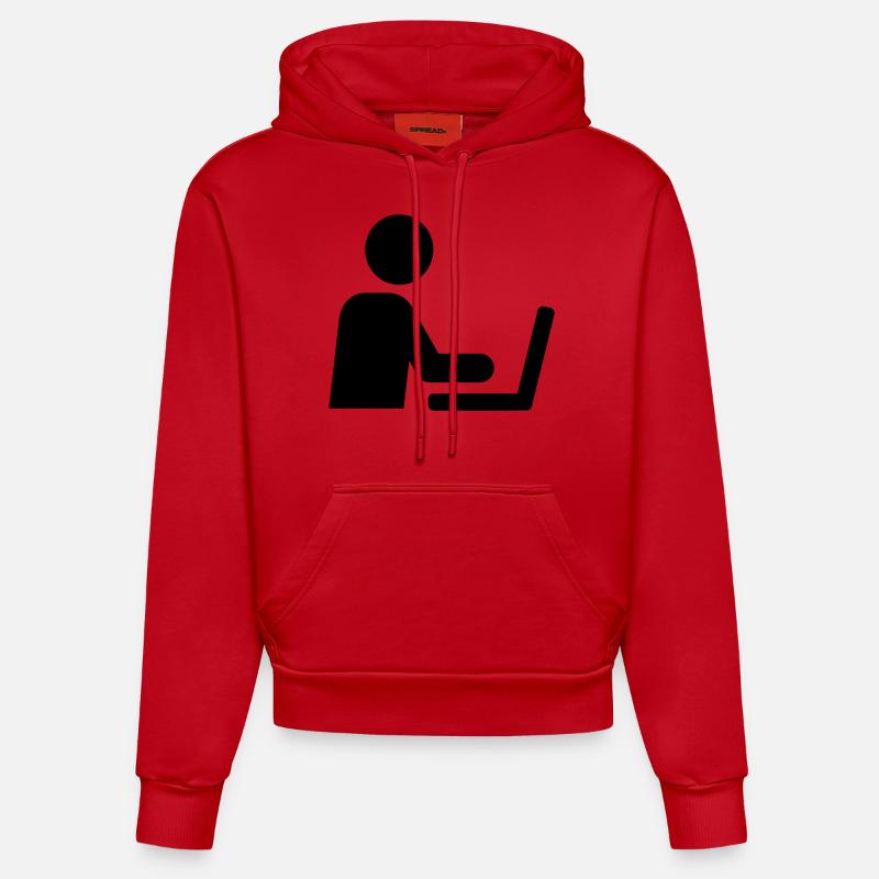 Ordinateur - Sweat à capuche bio ajusté fabriqué en UE - rouge
