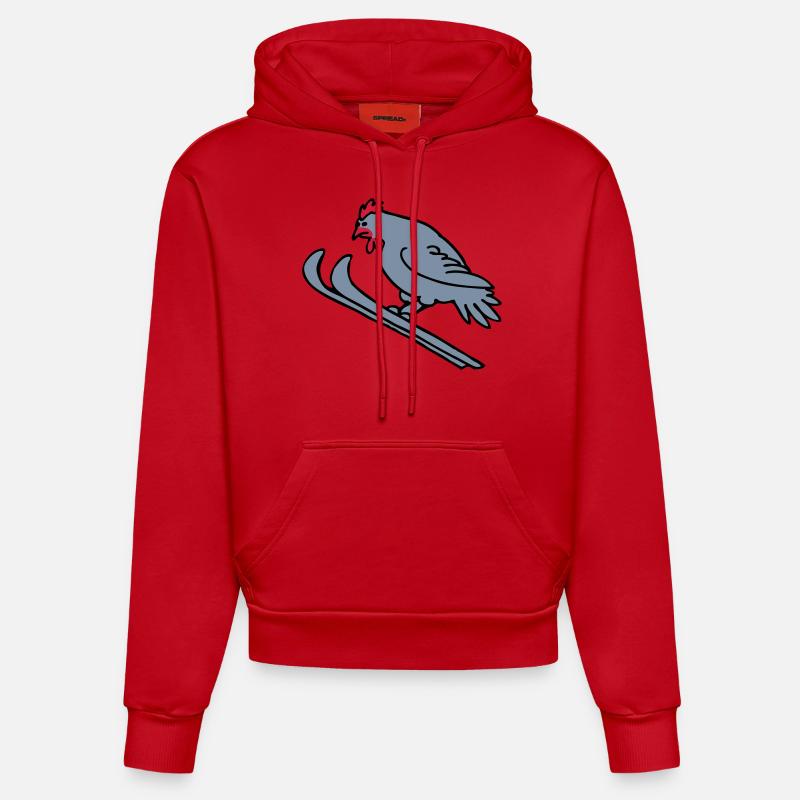 Ski-poule - Sweat à capuche bio ajusté fabriqué en UE - rouge