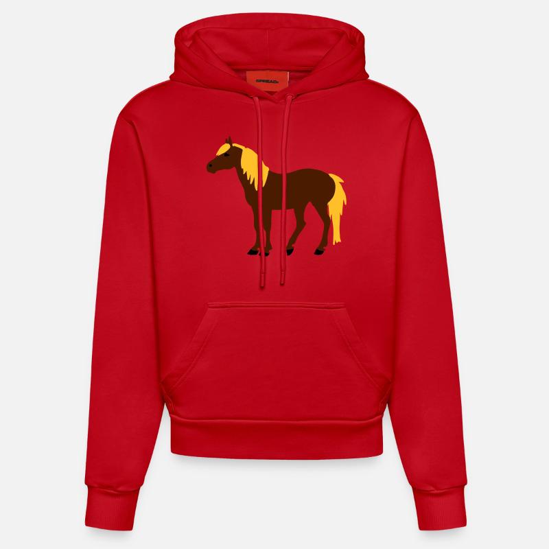 Haflinger - Sweat à capuche bio ajusté fabriqué en UE - rouge