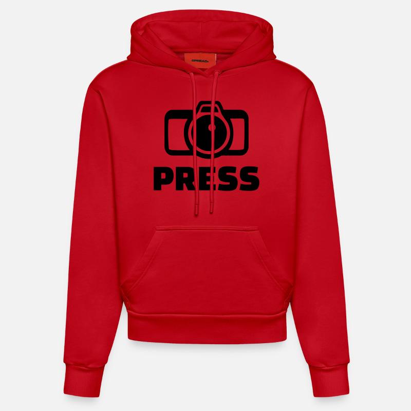 Press - Sweat à capuche bio ajusté fabriqué en UE - rouge