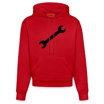 Screw wrench - Organic Fitted Hoodie Made in EU - red - Front