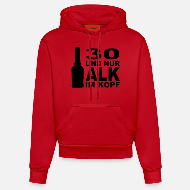 30_alk_im_kopf - Sweat à capuche bio ajusté fabriqué en UE - rouge