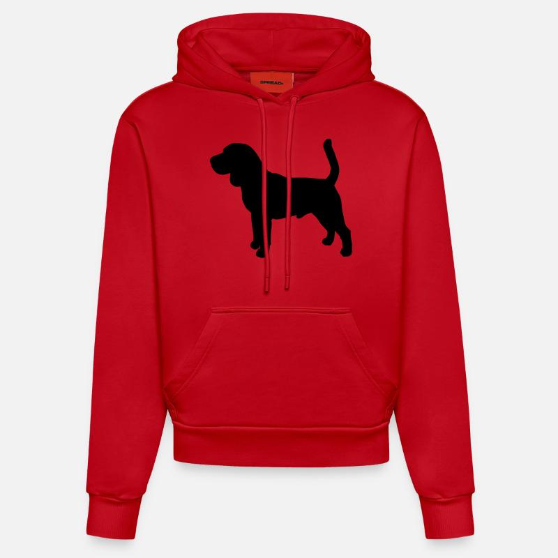 Debout Beagle - Sweat à capuche bio ajusté fabriqué en UE - rouge