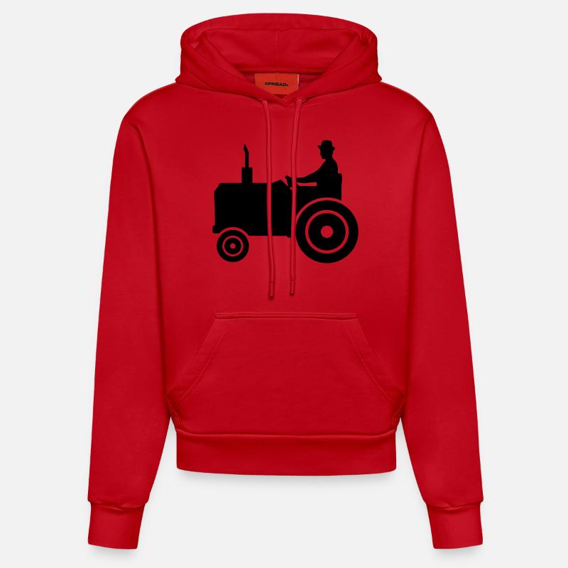 Tracteur - Sweat à capuche bio ajusté fabriqué en UE - rouge