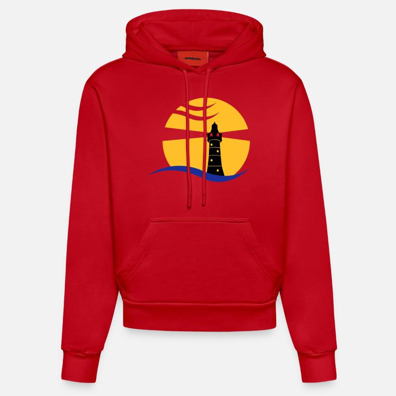 leuchtturm_02 - Sweat à capuche bio ajusté fabriqué en UE - rouge