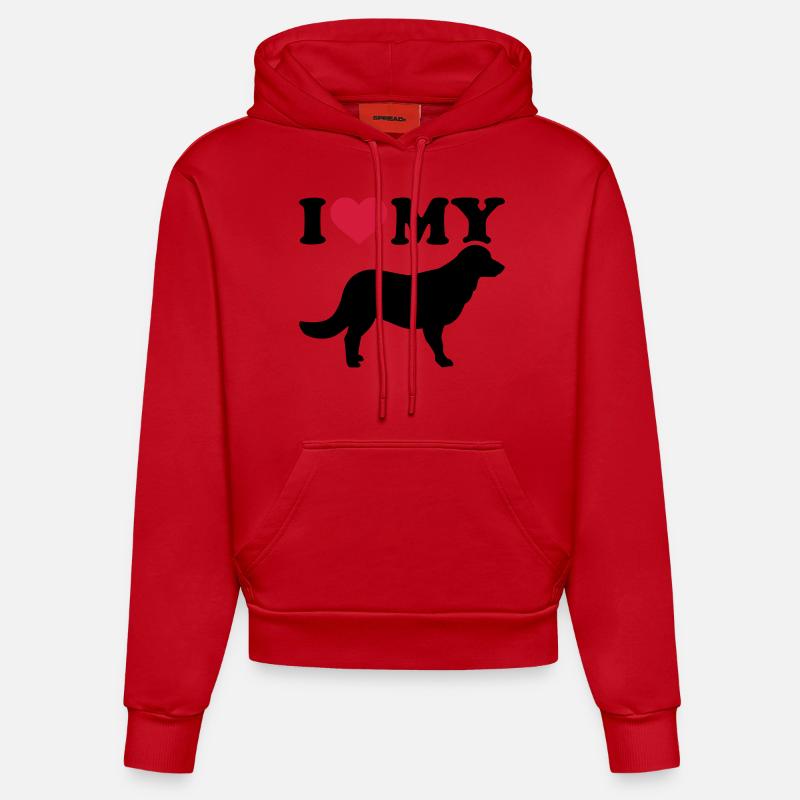 Flat Coated Retriever - Sweat à capuche bio ajusté fabriqué en UE - rouge