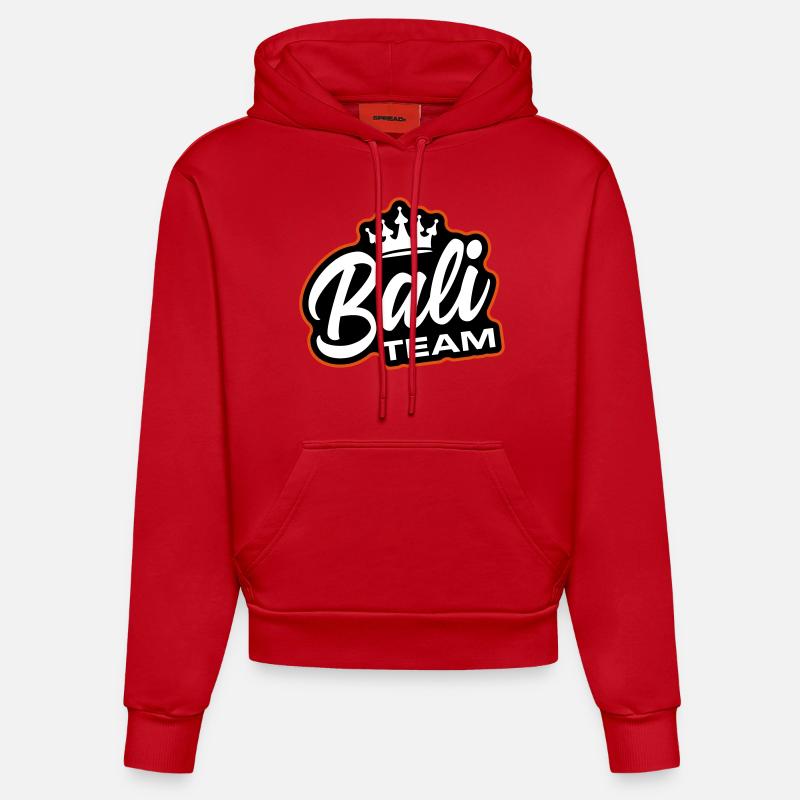 L’équipe de Bali - Sweat à capuche bio ajusté fabriqué en UE - rouge