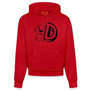 Dog D Letter Dog Sitting Small Dog Cute - Organic Fitted Hoodie Made in EU - red - Front