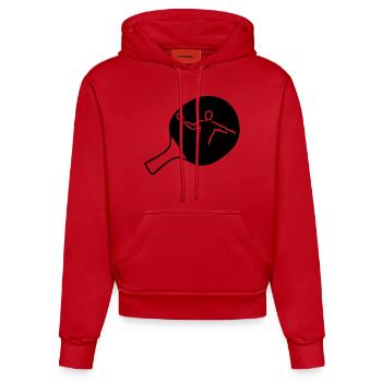 Raquettes de tennis de table, tennis de table - Sweat à capuche bio ajusté fabriqué en UE - rouge - Devant