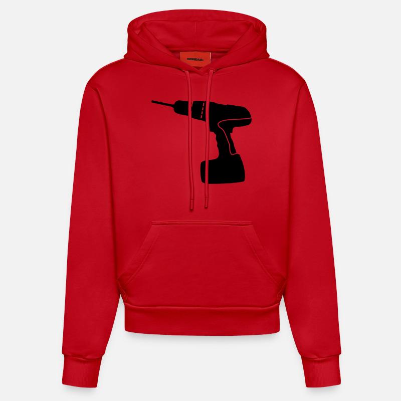 un outil, des outils - Sweat à capuche bio ajusté fabriqué en UE - rouge