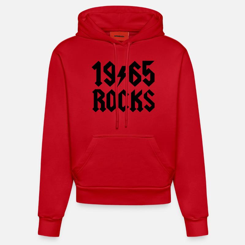 1965 - Sweat à capuche bio ajusté fabriqué en UE - rouge
