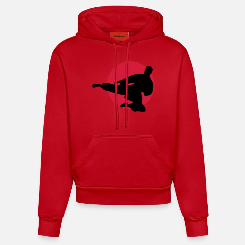 combat - Sweat à capuche bio ajusté fabriqué en UE - rouge