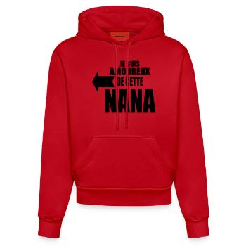 je suis amoureux de cette nana - Sweat à capuche bio ajusté fabriqué en UE - rouge - Devant
