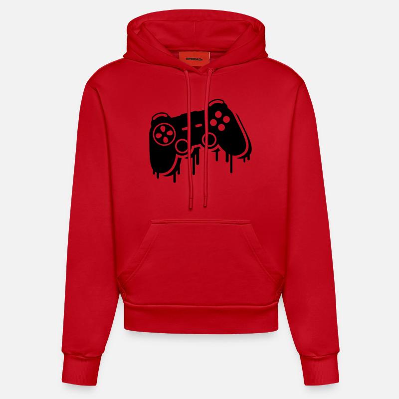 controller_graffiti_ce1 - Sweat à capuche bio ajusté fabriqué en UE - rouge