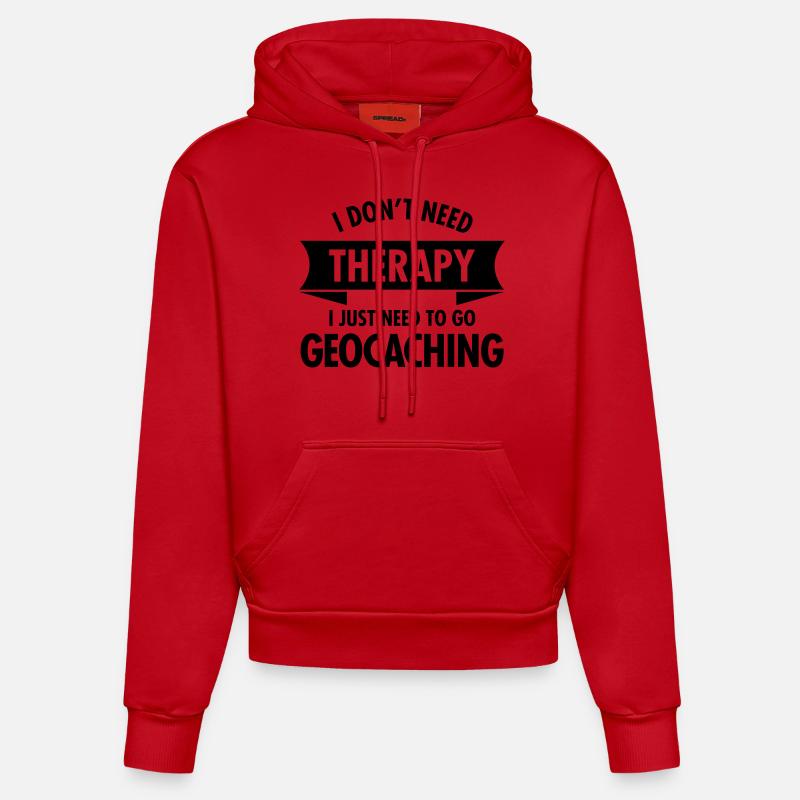 Therapy - Geocaching - Sweat à capuche bio ajusté fabriqué en UE - rouge