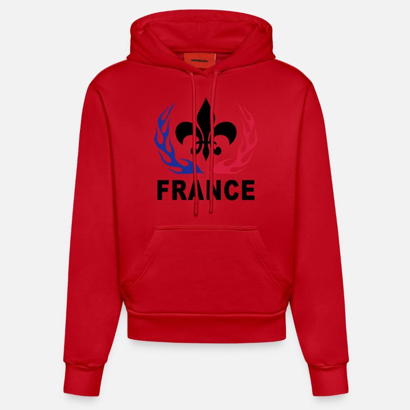 France Lys 01 - Sweat à capuche bio ajusté fabriqué en UE - rouge