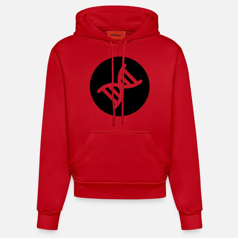 Double hélice de l ADN - Sweat à capuche bio ajusté fabriqué en UE - rouge