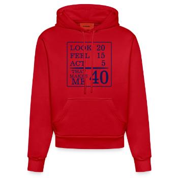 40 ANS YOUNG (SHIRT ANNIVERSAIRE !) - Sweat à capuche bio ajusté fabriqué en UE - rouge - Devant