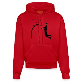 Basket-ball Basketball Basket - Sweat à capuche bio ajusté fabriqué en UE - rouge - Devant