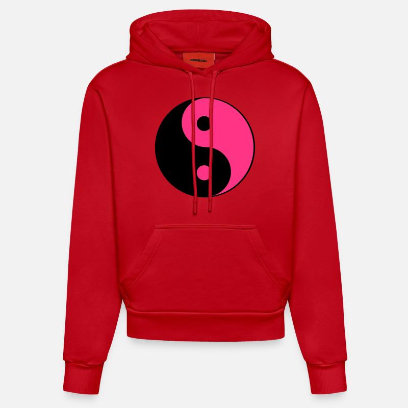 ind Yin Yang - Sweat à capuche bio ajusté fabriqué en UE - rouge