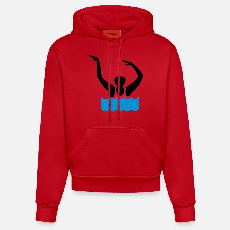 aquagym - Sweat à capuche bio ajusté fabriqué en UE - rouge