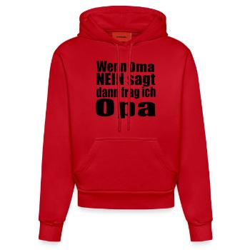 Wenn Oma NEIN sagt dann frag ich Opa Baby Enkel - Organic Fitted Hoodie Made in EU - Rot - Vorne
