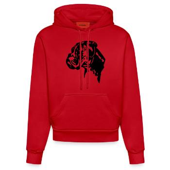 chien boxer - Sweat à capuche bio ajusté fabriqué en UE - rouge - Devant