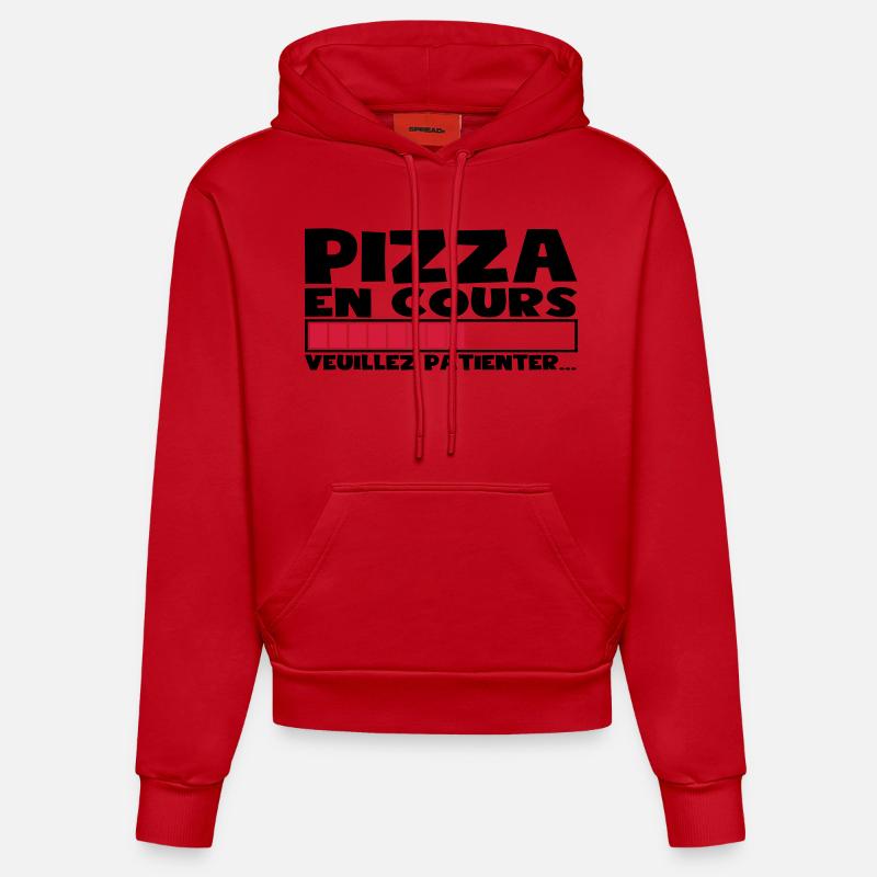 PIZZA EN COURS - Sweat à capuche bio ajusté fabriqué en UE - rouge