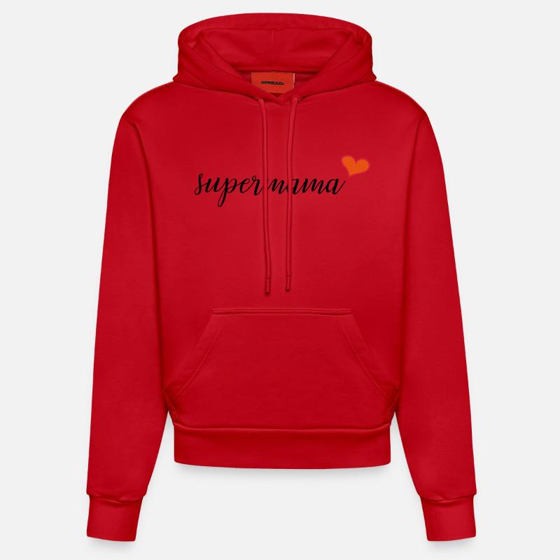 Super maman - Sweat à capuche bio ajusté fabriqué en UE - rouge