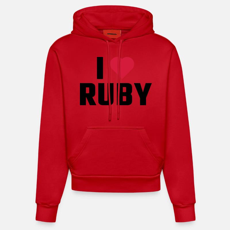J'adore RUBY - Sweat à capuche bio ajusté fabriqué en UE - rouge