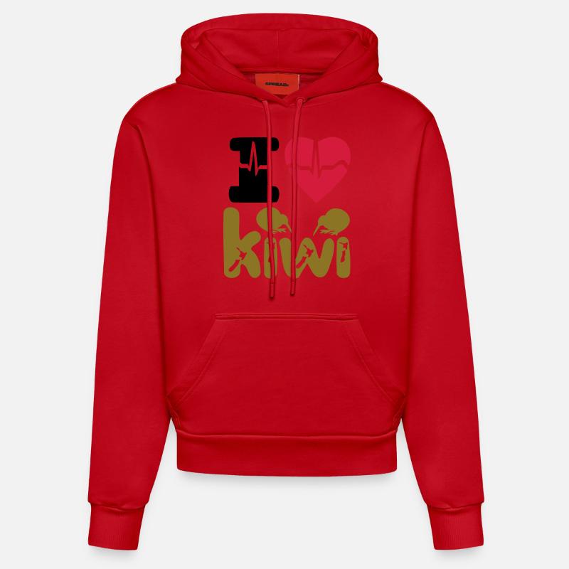 I LOVE KIWI - Sweat à capuche bio ajusté fabriqué en UE - rouge
