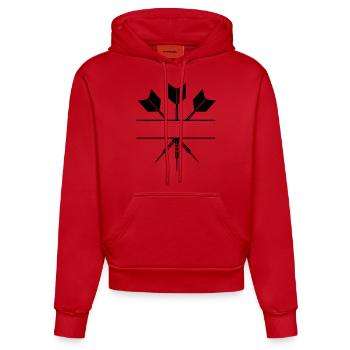Three Darts one Color-Drei Darts eine Farbe 2.0 - Organic Fitted Hoodie Made in EU - red - Front