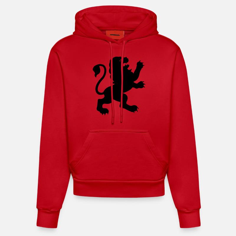 Noir lion de - Sweat à capuche bio ajusté fabriqué en UE - rouge