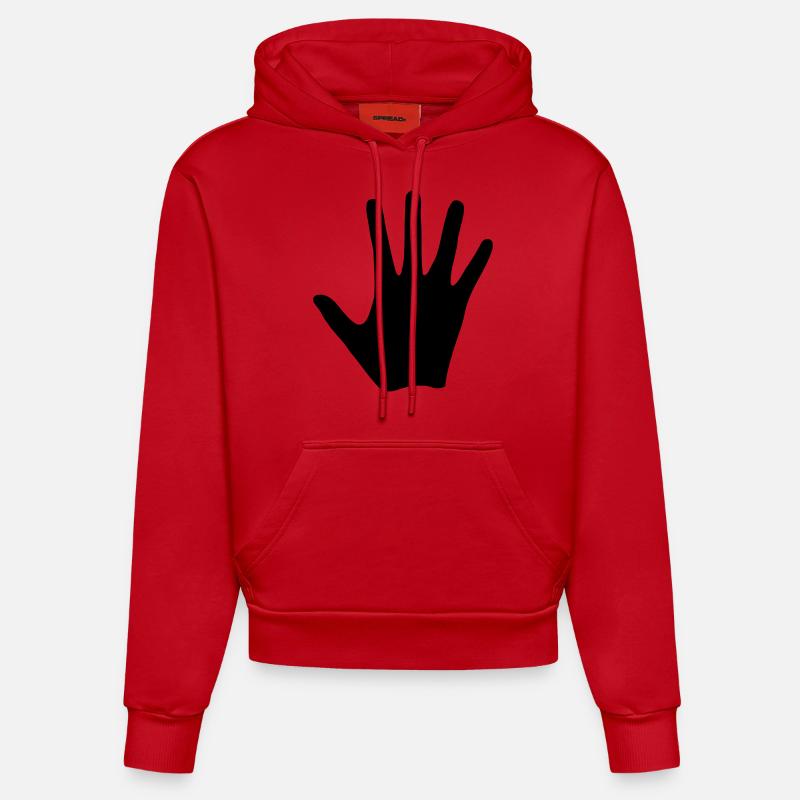 Main - Sweat à capuche bio ajusté fabriqué en UE - rouge