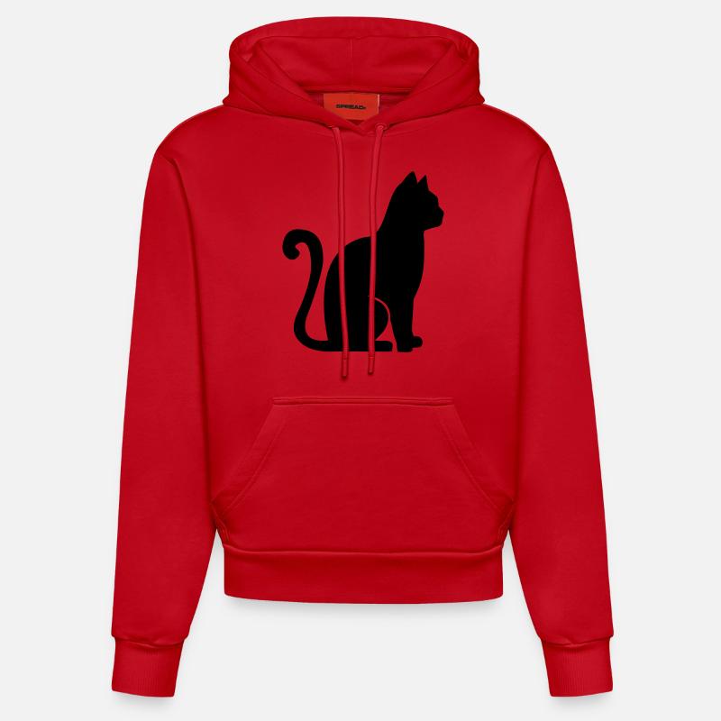 Chat - Sweat à capuche bio ajusté fabriqué en UE - rouge
