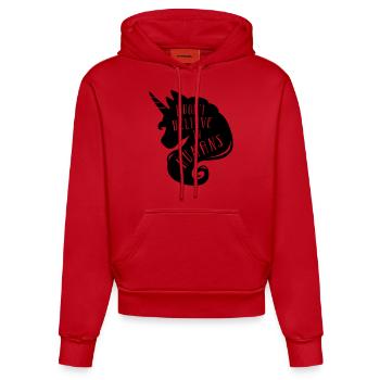 I don´t believe in humans - unicorn - Organic Fitted Hoodie Made in EU - red - Front