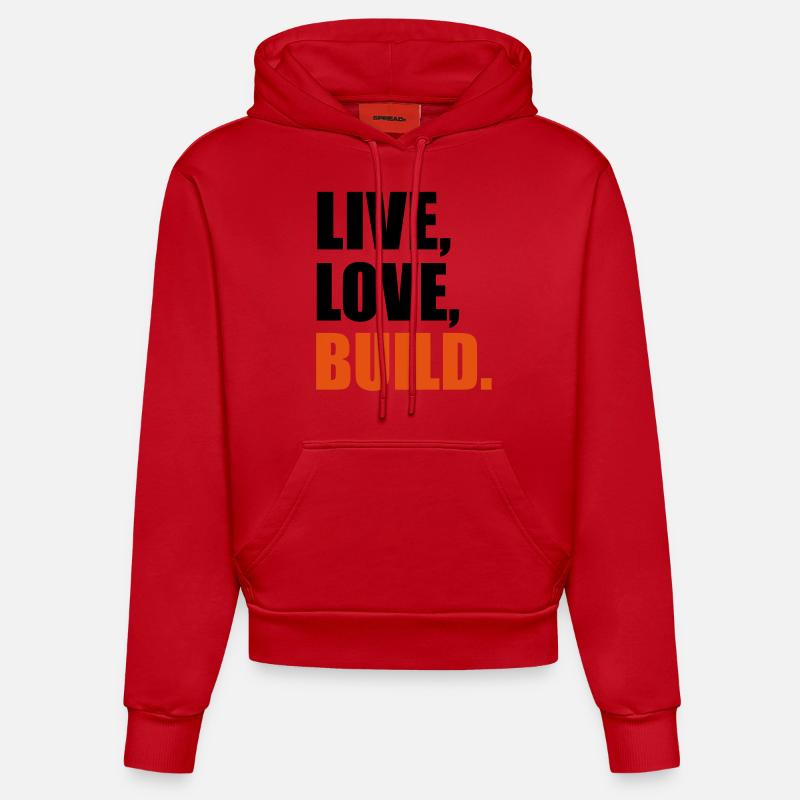 Construction - Sweat à capuche bio ajusté fabriqué en UE - rouge